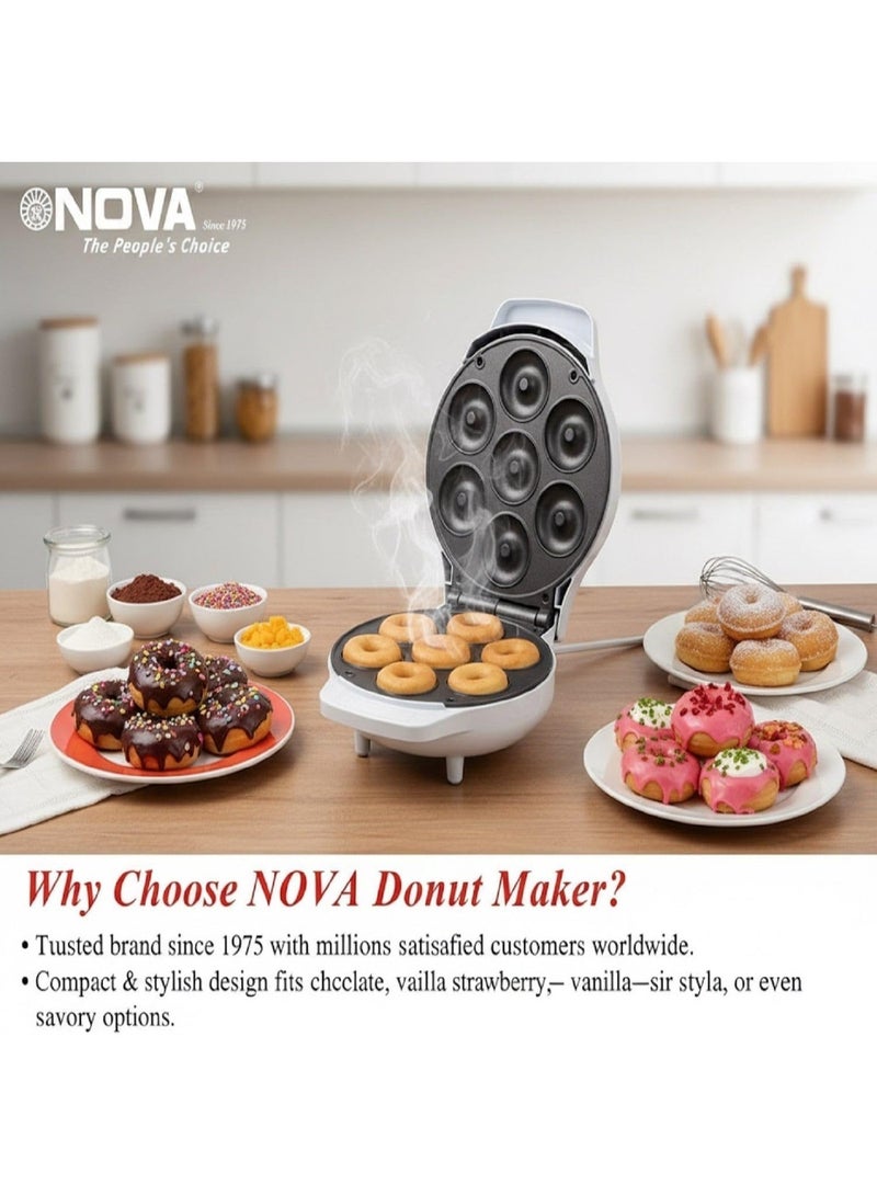 NOVA Electric Donut Maker NT-185DMT, Makes 7 Mini Doughnuts in Minutes, 800–1000W Power, Non Stick Plates, Cool Touch Housing, Indicator Lights, Easy Clean Design - Image 2